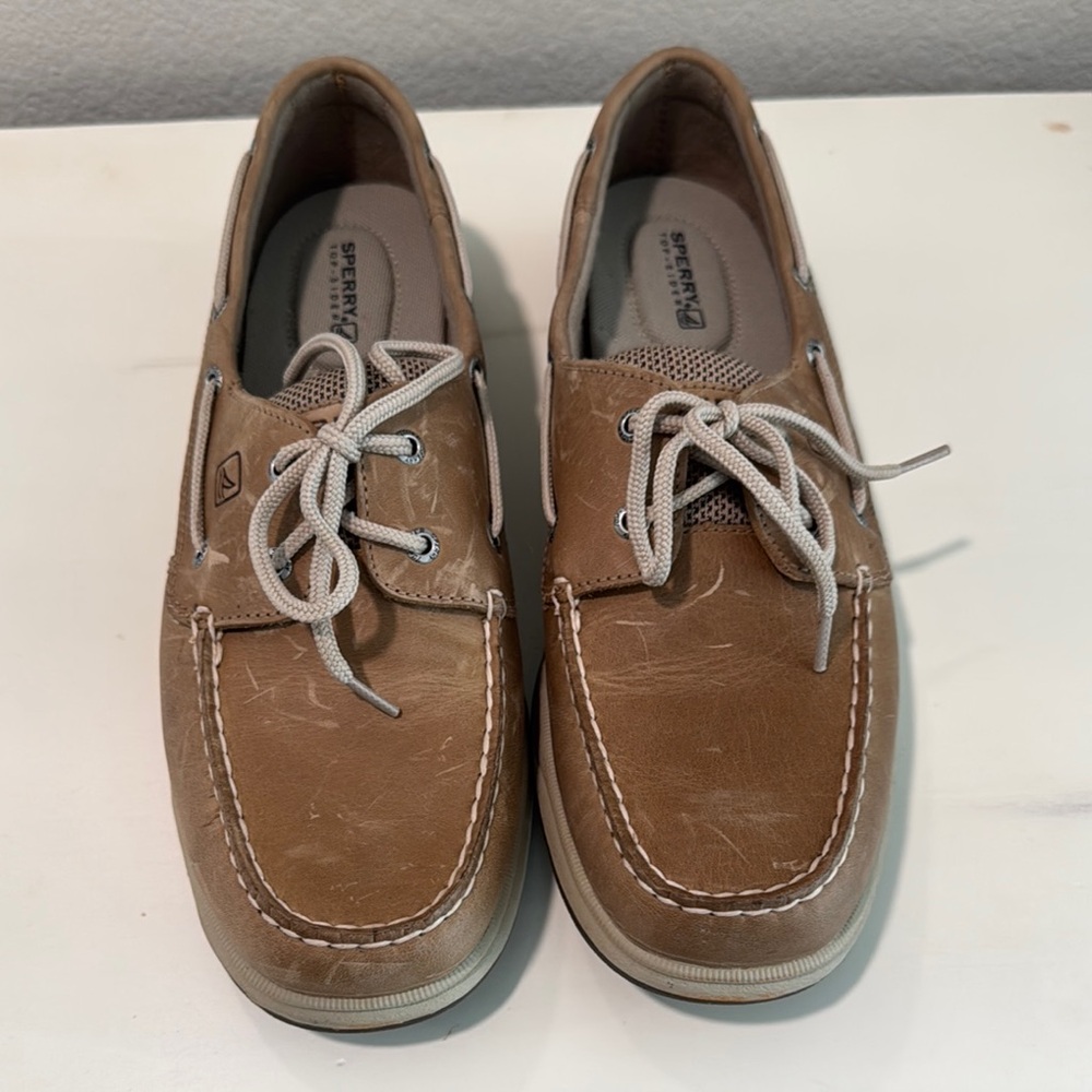 Sperry Intrepid tan Leather/mesh Boat Shoes